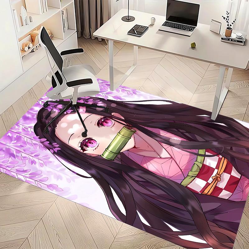 Demon Slayer Nezuko Printed Absorbent Washable Carpet, Non-Slip Bathroom Mats, Kitchen Rugs, Yoga Mat,Living Room Entrance, Camping Picnic Rugs