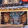 2D flach 1 Stück Weihnachts-Garagentor-Banner mit warmen Lichtern - Europäischer Wintermarkt-Schneeflocken, perfekt für Weihnachten