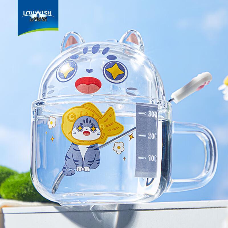 LOVWISH Cartoon Glass Breakfast Mug with Lid