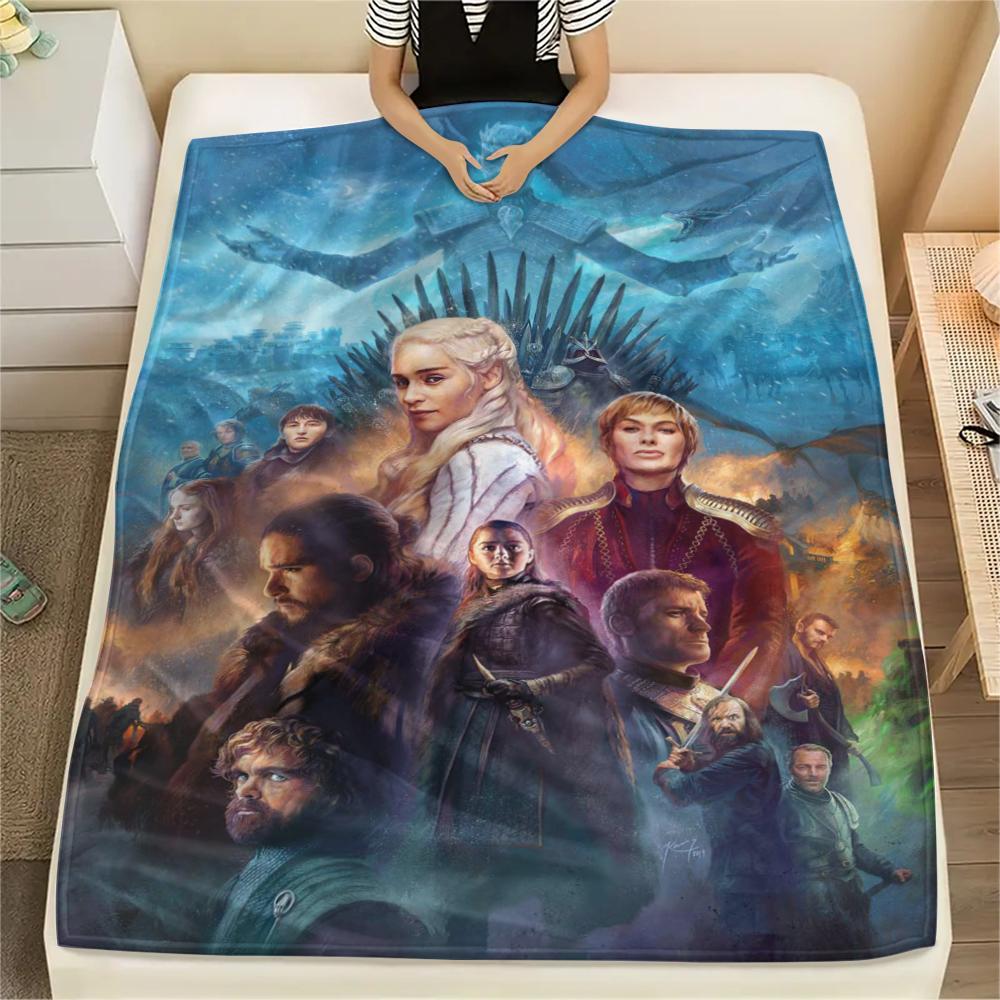 1 Stück Game of Thrones Druck Flanelldecke, Hohe Qualität, Bequem für alle Jahreszeiten, Heimdekoration, Wärme und Komfort, Perfekt für Geschenke