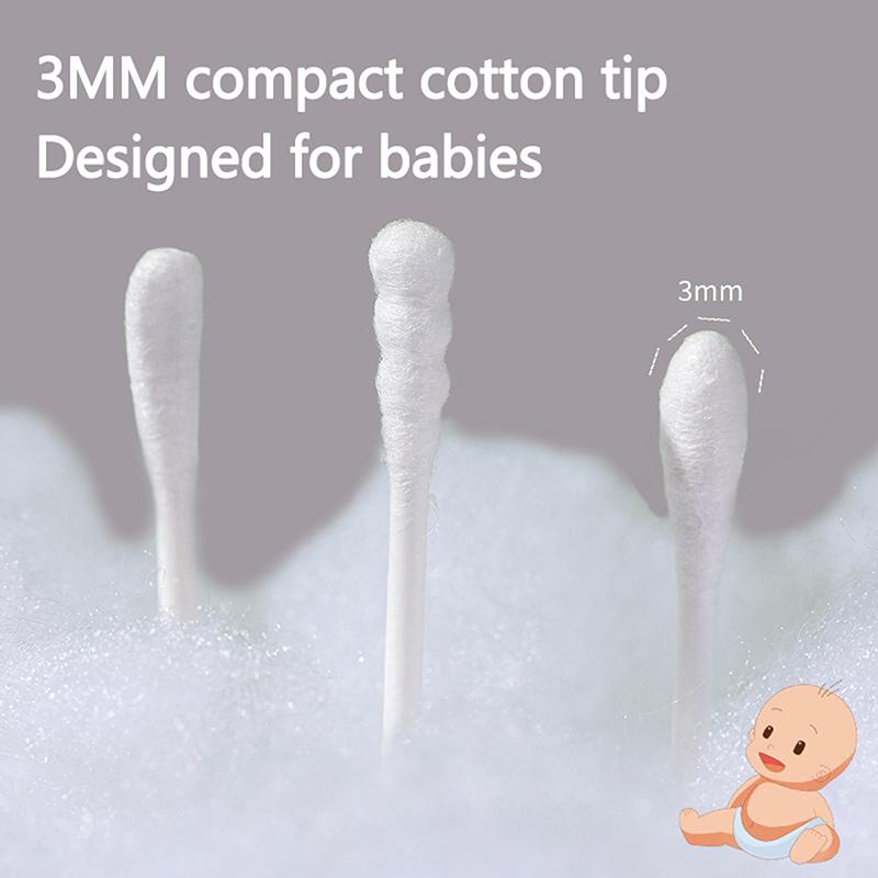 200 ks Dvojitý jednorázový vatový tampon na make-up, čištění nosu a uší, tyčinky z bavlny, nepouštějící vlákna, spirálové vatové tyčinky pro péči o uši, nástroj pro péči o dítě