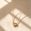 18K Gold-Plated Colorful Zirconia Heart Necklace - Titanium Steel Clavicle Chain