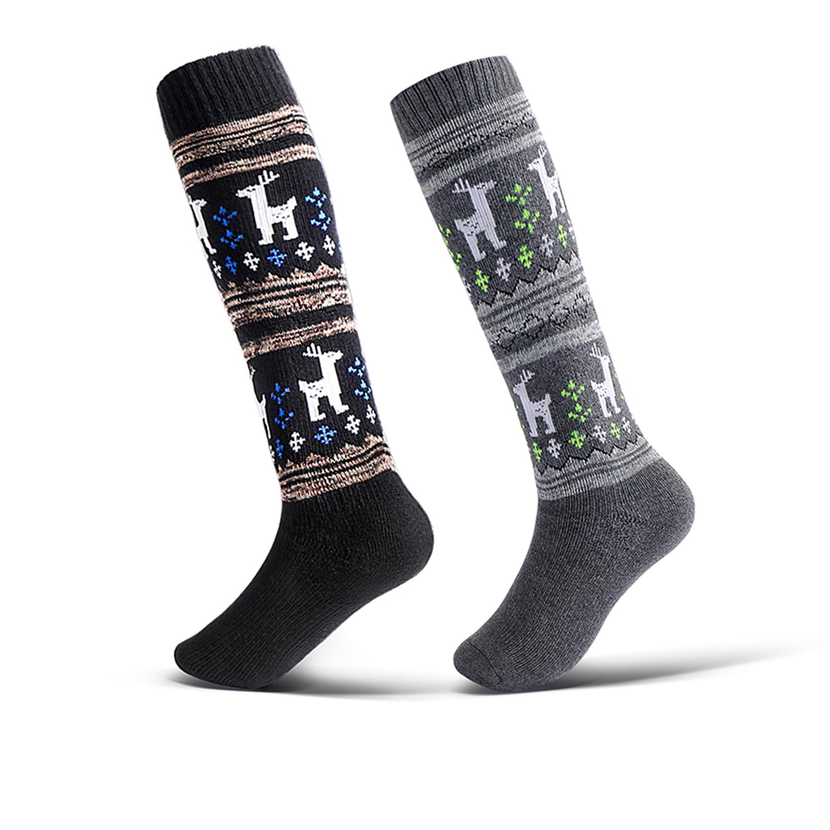 TENOCEE Ski Junior Ski Winter Cold Black Kids Socks, Socks, 2-Pair Set, Sports, Snowboarding, Weather, + Gray, S-2