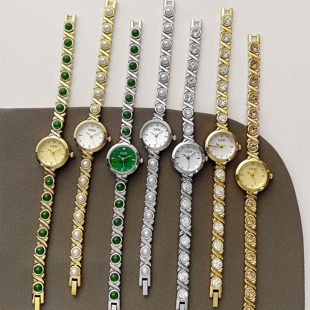 GEDI New Women's Watch Exquisite Pearl Bracelet Watch Premium Women's Waterproof Quartz Wristwatch relogio feminino
