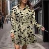Women's Summer Lapel Three-button Long-sleeved Leopard Print Dress