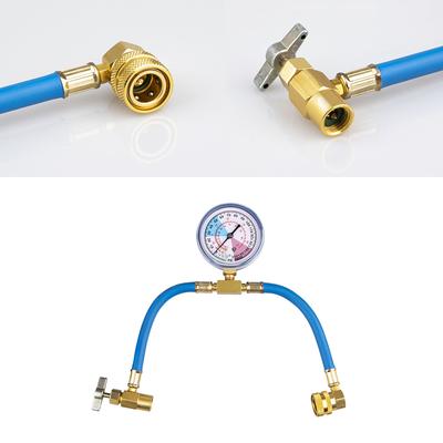 R134A Air Conditioner Gas Cooler with Measuring Gauge Car Refrigerant Charging Pipe AC Recharge Hose for Car Automobile