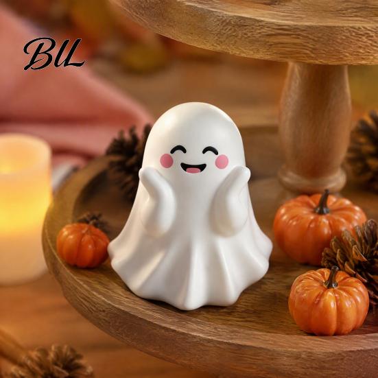 Cartoon Ghost Desktop Sculpture Halloween Cute Figurine, Mini Statue, Little Spooky Novelty Holiday Collectible Ornament for Tiered Tray Home