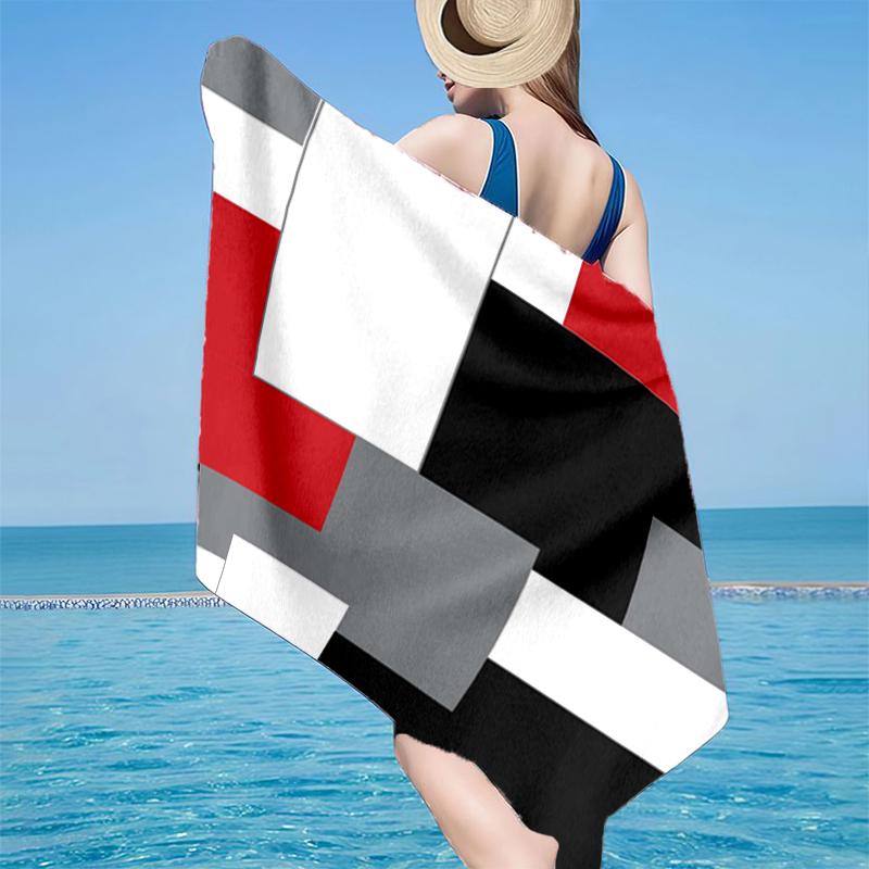 Abstract Geometric Composition Beach Towel, Super Soft Microfiber, Gift for Her/Him, Birthday, for Pool, Beach, Travel, Home Decor Fan gifts