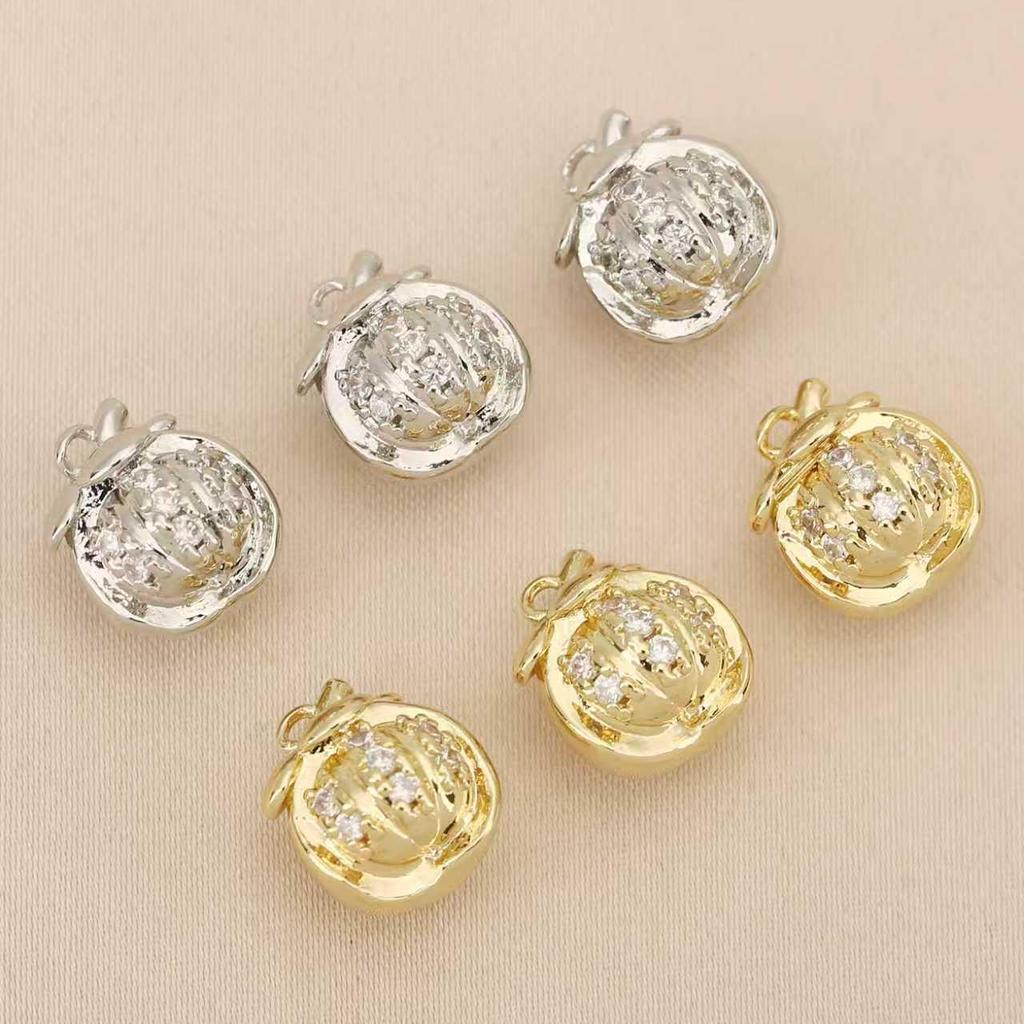 Liangfei Mangosteen Rhinestone Pendant 18k Gold-Plated Copper Necklace Bracelet DIY Jewelry