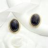 Sparkling Quicksand Oval Stud Earrings In Black and White Dual Colors Adding Rivet Elements Fashionable and Exquisite High-end Customized