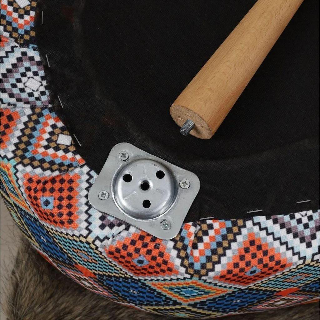 Decorative Multi-Purpose Pouf Sofa with Hornbeam Legs Digital Printing Bench Furniture for Home Living Room