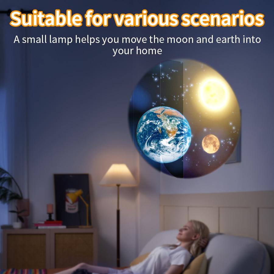 USB Måneprojeksjonslampe Planetprojektor Utskiftbart LED Nattlys Jord Jul Halloween Bakgrunnsatmosfære Vegglamper