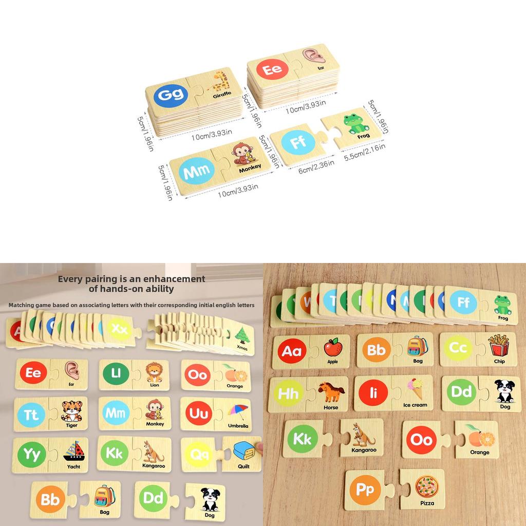 Wooden Animal Matching Puzzle For Kids With Alphabet Blocks Educational Toy For Preschoolers