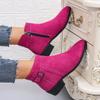 Fashion 2024 Hot Sale Shoes for Women Side Zip Women's Boots Winter Round Toe Suede Solid Short Barrel Low Heels Large Size Naked Boots