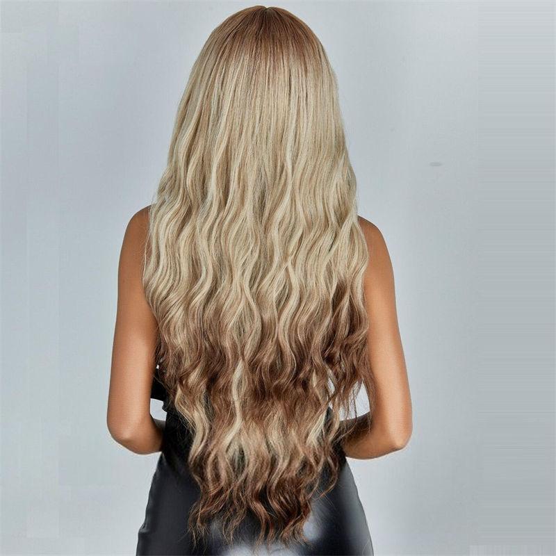 Fluffy Wig Full-Head Wig Gradient Golden Long Fashion Fashion Curly Hair Natural