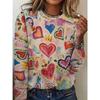Ladies' Elegant Floral Printed T-shirt - Comfortable Round Neck Long Sleeve Top