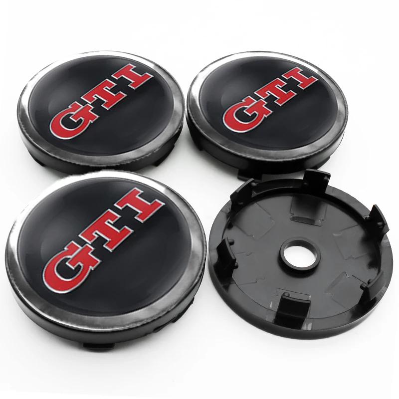ZDFVU1 4Pc 55mm 56mm 60mm 65mm For Volkswagen R-Line R T5 Polo Golf Passat Scirocco VW GTI Car Wheel Center Hub Cap Rim Cover Stickers