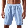 Men's Elastic Waist Shorts for Summer Wear Loose Linen Beach Casual Solid Color Five-point American Shorts