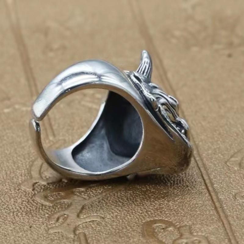 Adjustable Skull Ring Men Women Vintage Punk Gothic Statement Jewelry Sterling Open Band
