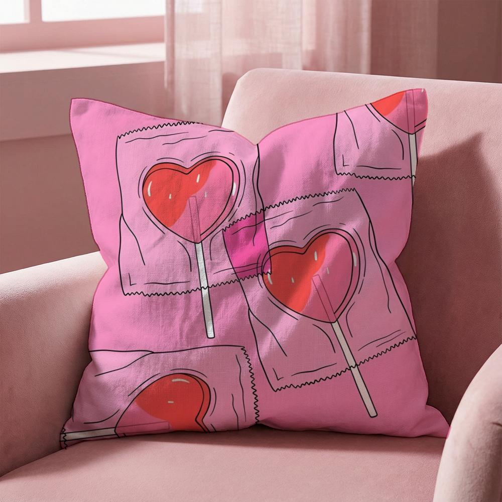 Pink candy Cushion Cover Multi-Scene Pillow Cover for Home & Car - Reversible, Soft & Durable for Daily Use