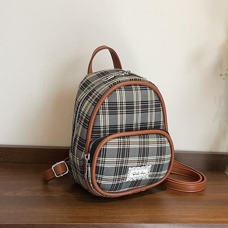 

Новый нишевый дизайн, популярный модный клетчатый рюкзак с контрастными цветами, универсальный женский рюкзак чёрный
