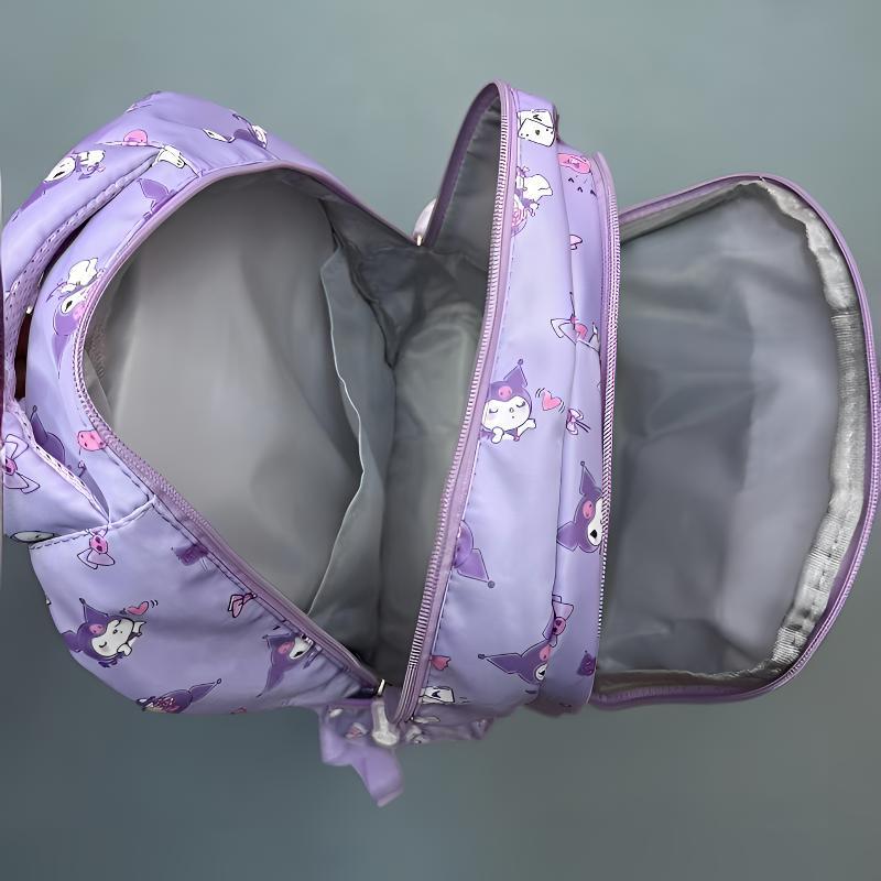 Canvas Kuromi & My Melody Water-Resistant School Backpack for 1st-3rd Grade Students