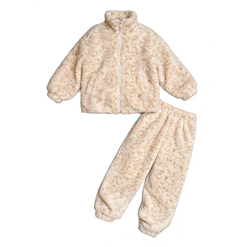 Pigiama Invernale da Bambina in Pile Corallo - Flanella, Velluto, Caldo Abbigliamento per la Casa, Stile Coreano per Bambini