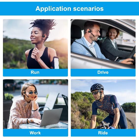 Bluetooth Headphones, Bluetooth V5.4 Wireless Headphones with Noise Cancelling Mic, 12H Playtime, 15.4mm Diaphragm Driver, Open Ear Headset for