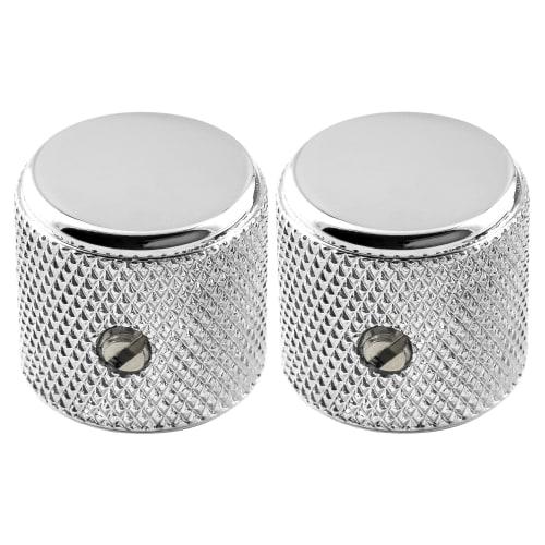 Musiclily Pro 1/4" Guitar Flat Top Aluminum Knobs, Side-Threaded Control Knobs, Barrel Knobs for Fender Mexico Player Tele Electric Guitars, Chrome (S