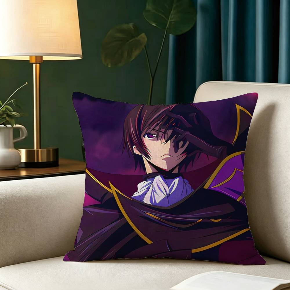Anime CODE GEASS L-Lelouch R-Rebellion Pillow Case Square Double-Sided Sofa Cushion Cover Bedroom Bedside Pillow