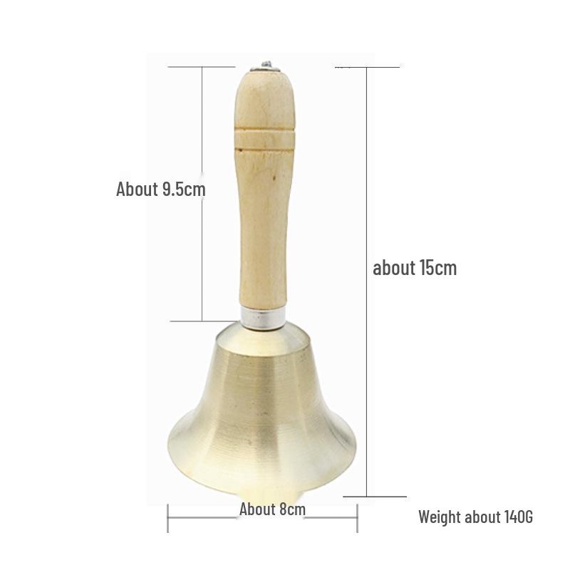 8CM Copper Handbell with Wooden Handle - Ideal for Teaching, Classroom, Pets, or Christmas