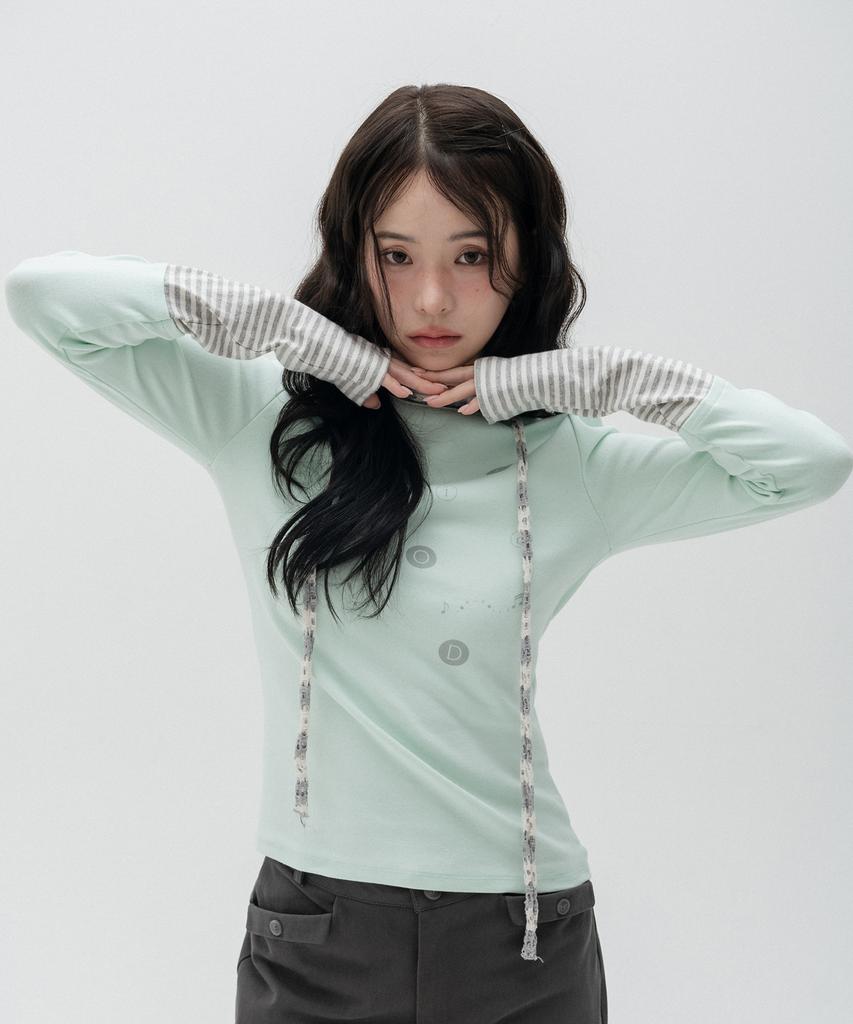 HIGH SCHOOL DISCO Dot Graphic Layered Long Sleeve_Mint