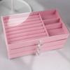 Dust-proof Jewelry Storage Box Transparent Flannel Jewelry Box Earrings Jewelry Box  Home