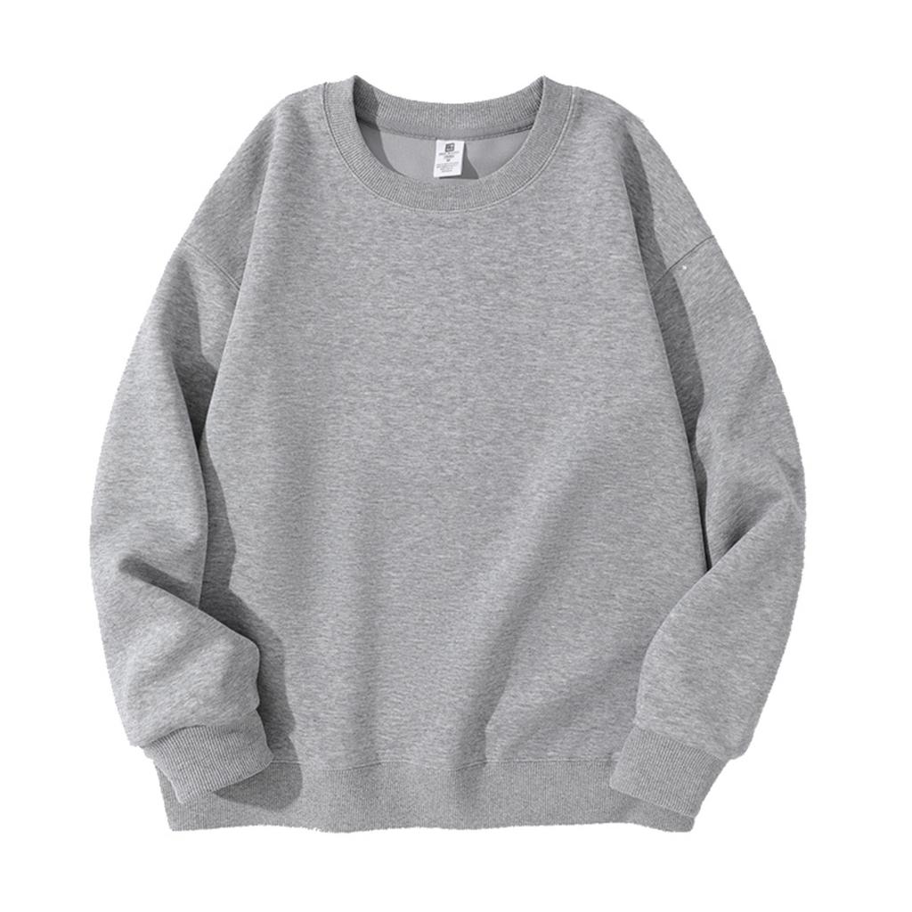 Men's And Women's Solid-color Casual Round-neck Long-sleeved Top, Men's Fitted Thickened Cotton Sweatshirt Base Layer Top