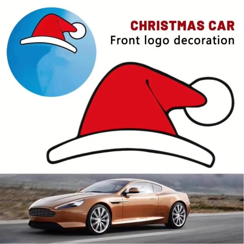 For Tesla Christmas Decoration Stickers For Model Y Santa Hat Front Logo Modification Creative Car Accessories Festive Design