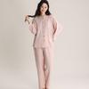 Womens Lightweight Cotton Pajama Set V-Neck Long Sleeve Loose Lounge Wear