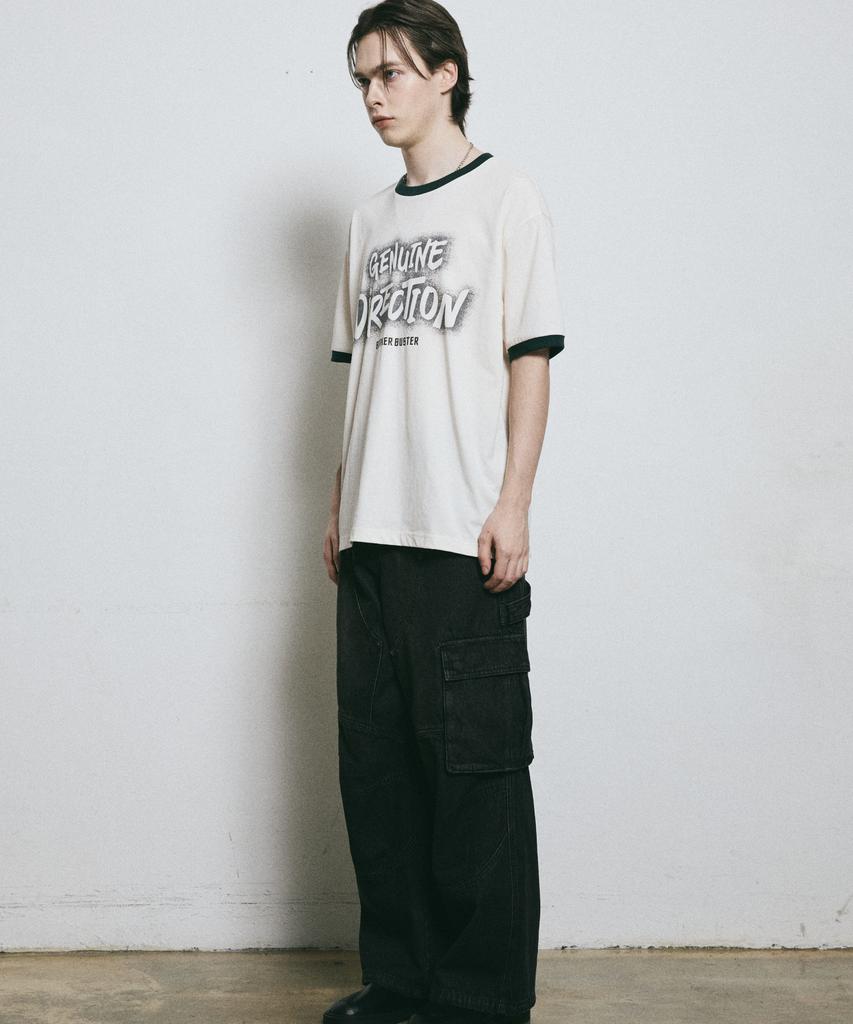 BUNKERBUSTER Typographic Ringer Short Sleeve T-Shirt Mq2Tu258_Green