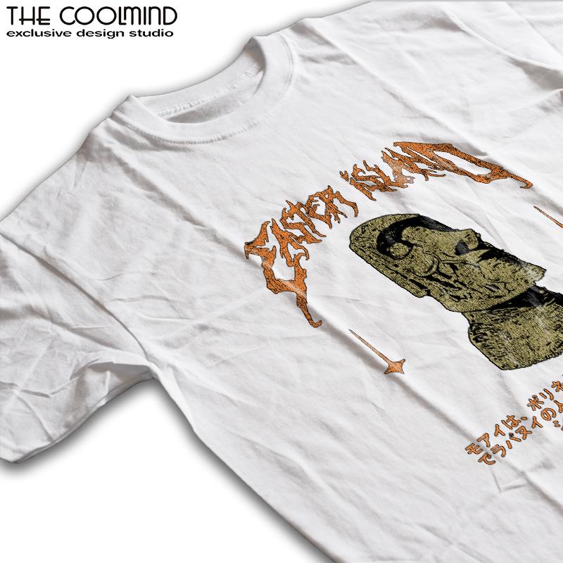 Coolmind U0010-T2 Easter Island Statue Graphic Print Men T Shrit Casual Cool Men Tshirt O-Neck Tee Shirts