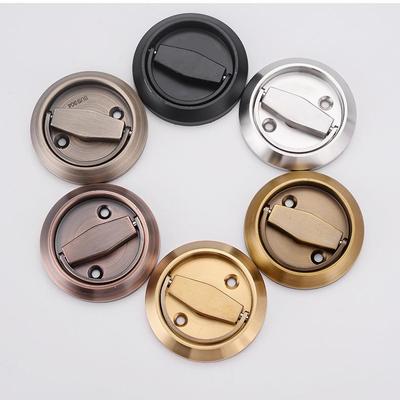 Stainless Steel Invisible Door Lock with Pull Ring, Single/Double-Sided Mounted Round Handle.