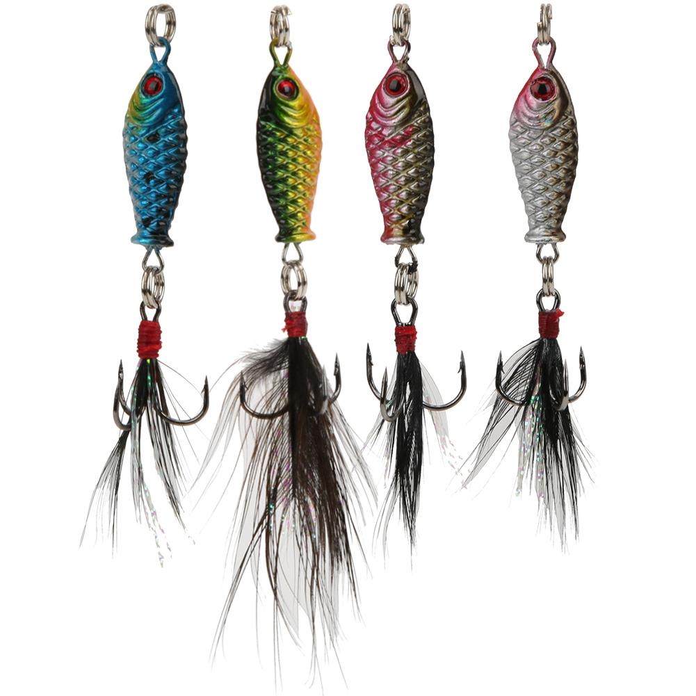 4Pcs Feather Bait Lures Durable with Hook Fishing Tackle Accessories 5.2g 2.5cm