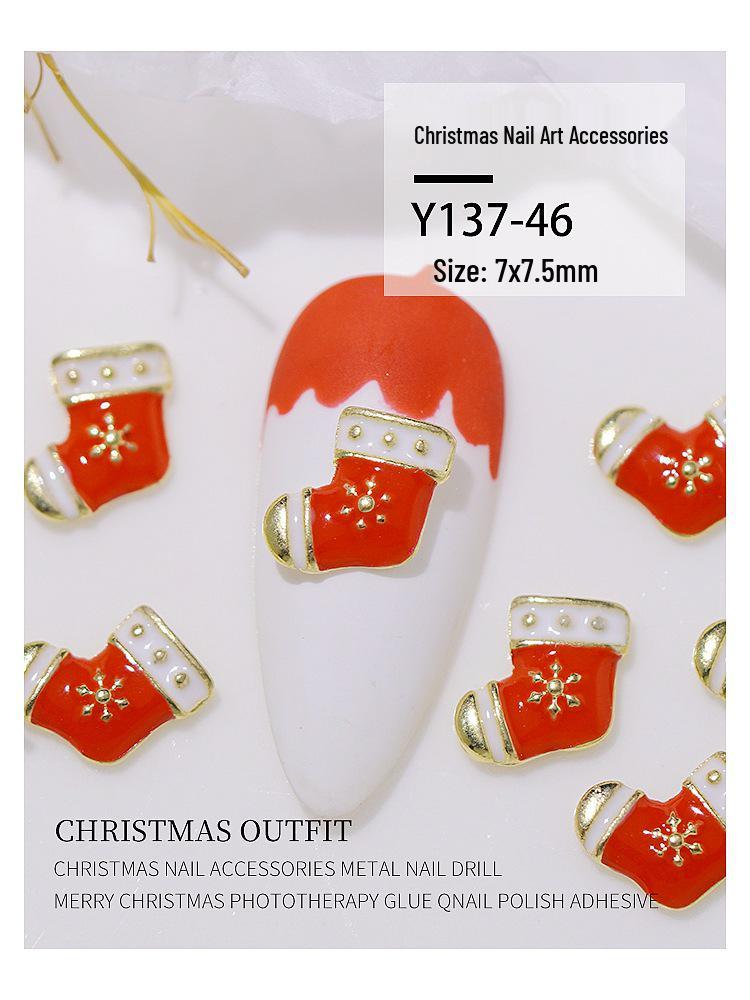 Christmas Alloy Nail Art Decor: Cartoon Santa, Bells, Reindeer, Snowflakes & Rhinestone Accessories
