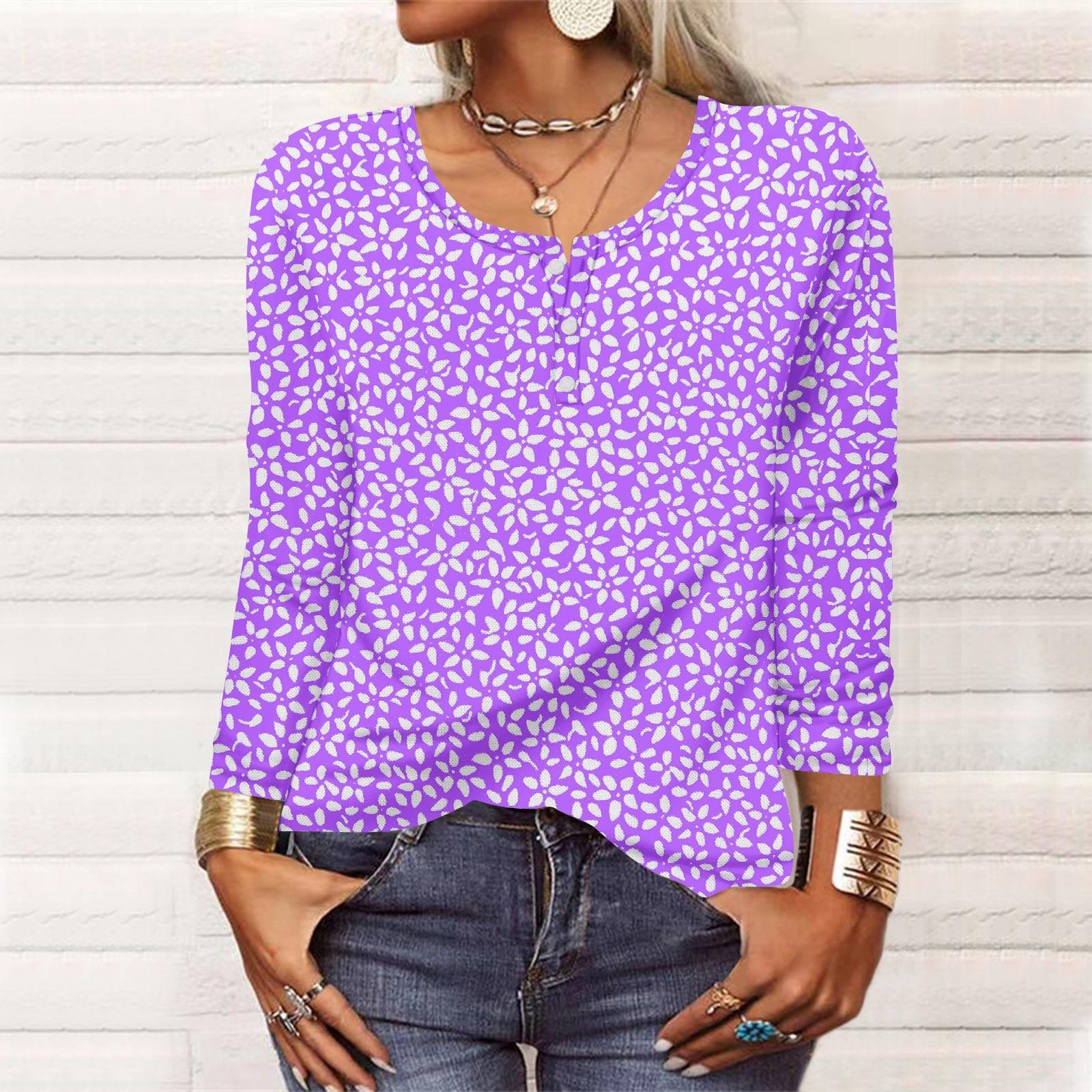 

Новая женская модная футболка на пуговицах с длинными рукавами и тонкими повседневными топами L фиолетовый