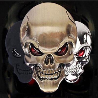 Skull Bone Car Motorcycle Auto Chrome Metal 3D Emblem Badge Decal Sticker