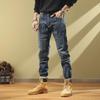 Men's Thickened Fleece Skinny Jeans: Cuffed, Scraped, Slim Pencil Pants for Autumn and Winter