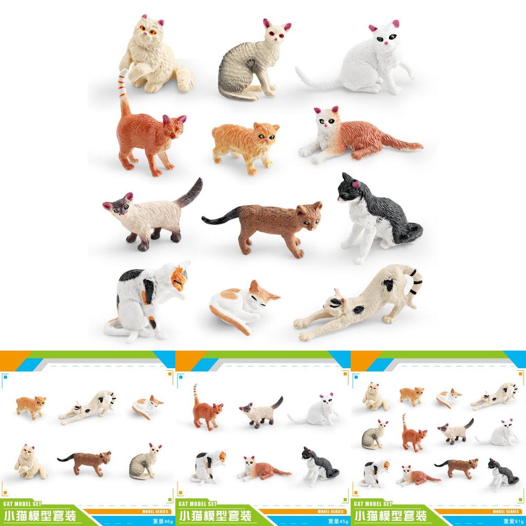 Mini Cat Figurine Collection Pvc Static Models With Six Or Twelve Cats For Decoration And Gift Ideas
