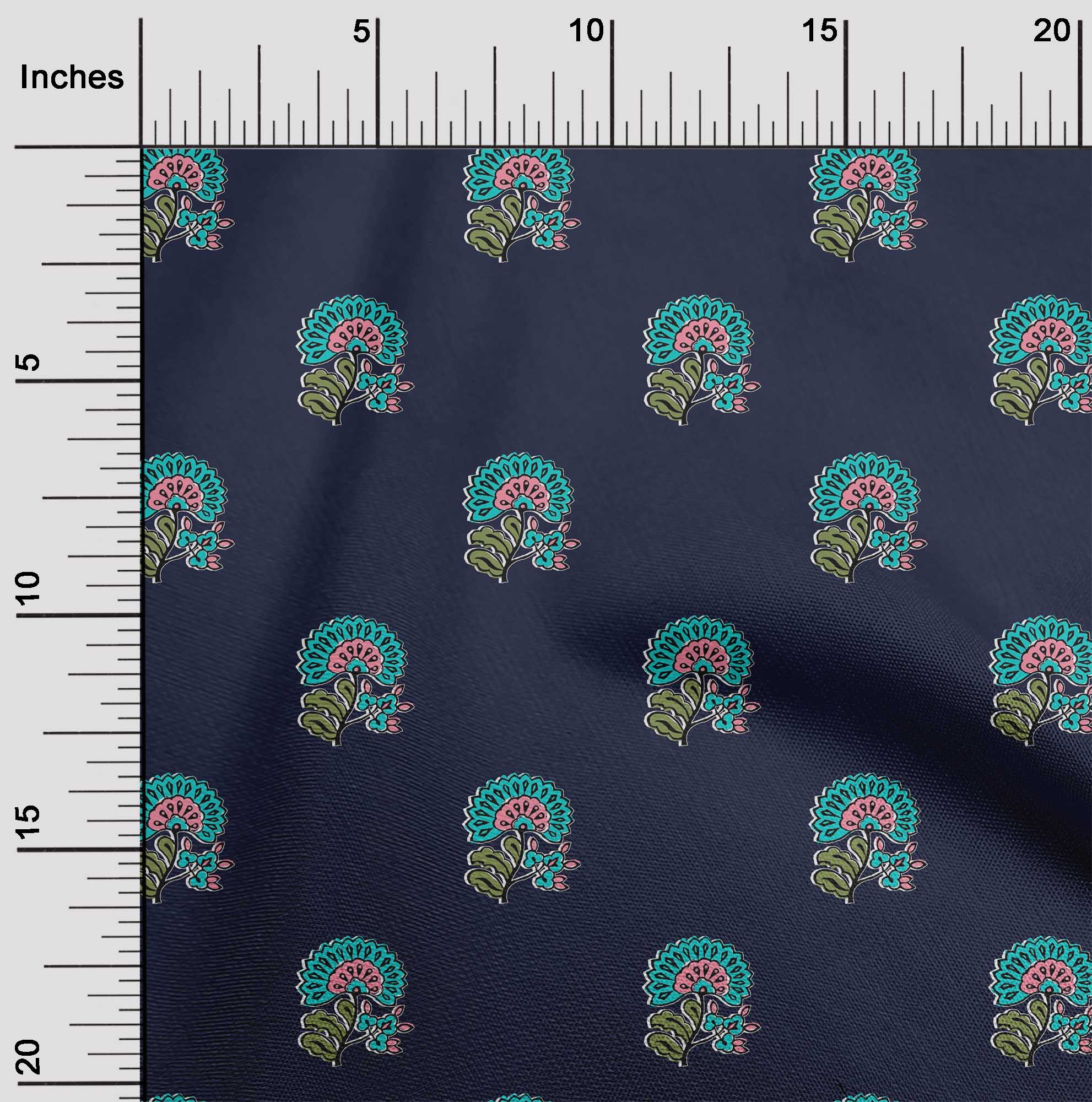 

Бавовняна гнучка тканина oneOone з листям і квітковим декором із принтом BTY 40 дюймів 42 Inch - Viscose Chiffon синій