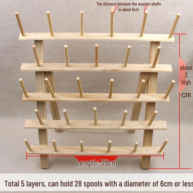 Solid Wood Folding Sewing Thread Rack - Large Spool Holder, Wall-Mounted or Desktop, Available in 4 Styles