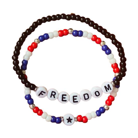 Freedom Bracelets Beaded Memorial Wristband Elastic Turning Point Patriotic Bracelets for Men Women Kids Commemorative Events