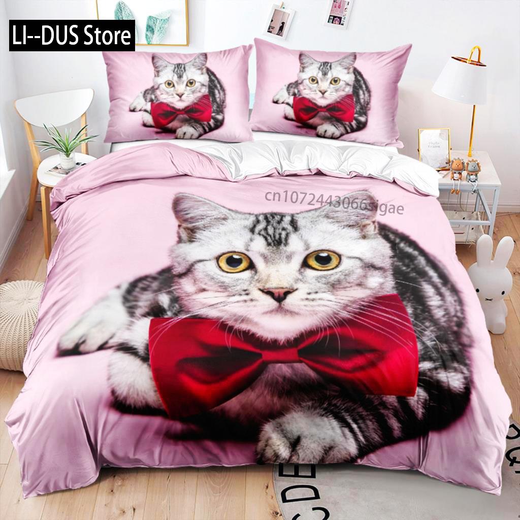 

Duvet Cover Black Cat Bedding Set For Kids Girl Adult Bedroom Decoration Home Pet Cat Lover Gift Comfort Cover Queen King 2/3pcs EU single(135x200cm)
