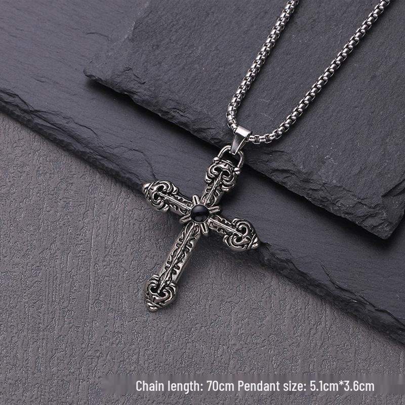 Retro Cross Pendant Hip Hop Necklace - Unisex Fashion Statement Chain